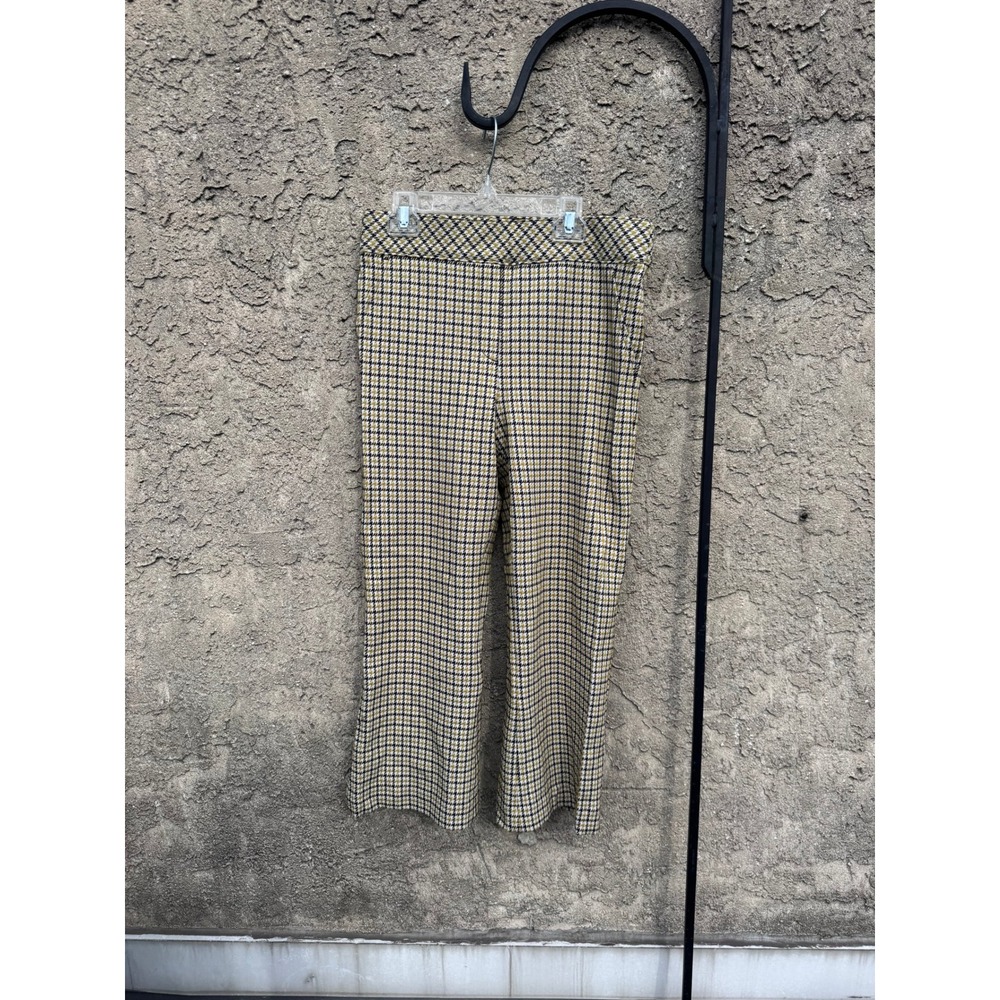 Spanx The Perfect Pant Women M Petite Yellow Houndstooth Cropped Flare